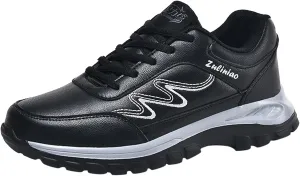 Men's Lace Up Memory Foam Sneakers Breathable Elastic Fly Woven Mesh Sneaker Non Slip Work Sport Shoes for Men