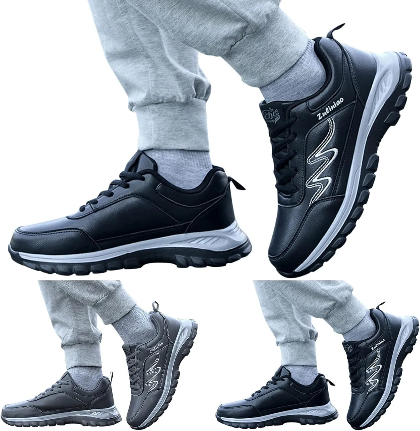 Men's Lace Up Memory Foam Sneakers Breathable Elastic Fly Woven Mesh Sneaker Non Slip Work Sport Shoes for Men
