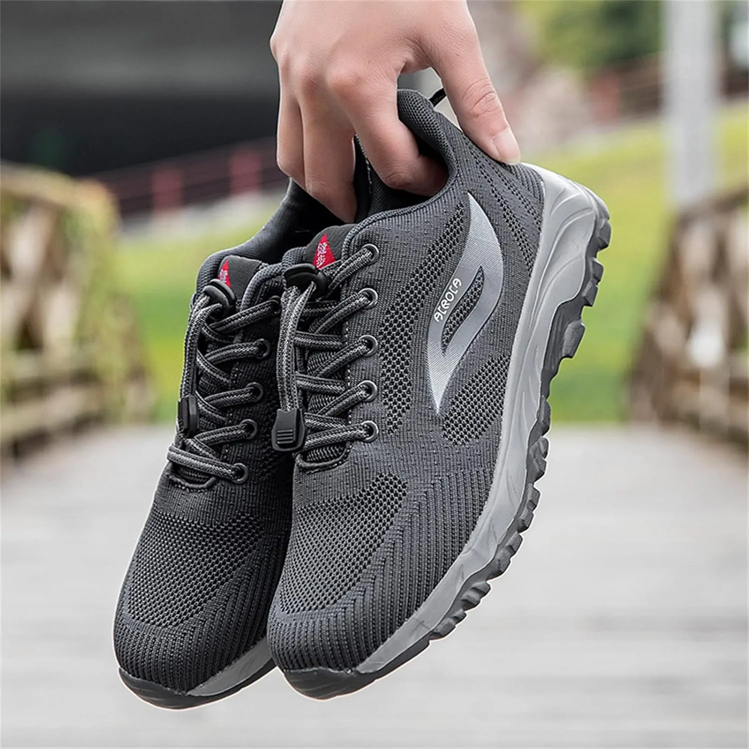 Men's Lightweight Cushion Sneakers Breathable Elastic Fly Woven Mesh Sneaker Non Slip Work Sport Shoes for Men