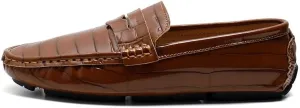 Men's Loafers Round Toe Plaid Vegan Leather Penny Driving Loafers Flat Heel Slip Resistant Anti-Slip Fashion Party Slip-on