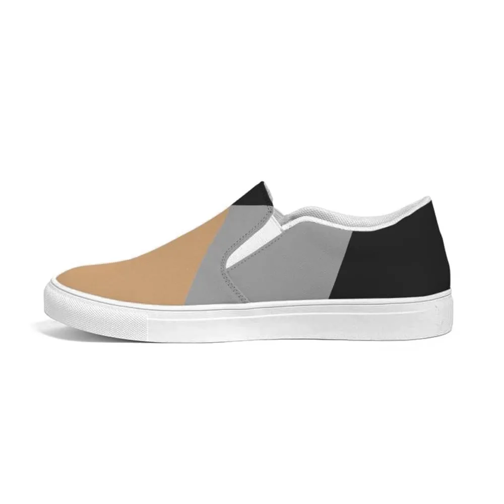 Mens Sneakers - Tricolor Low Top Canvas Slip-on Shoes - Zj5375 by inQue.Style