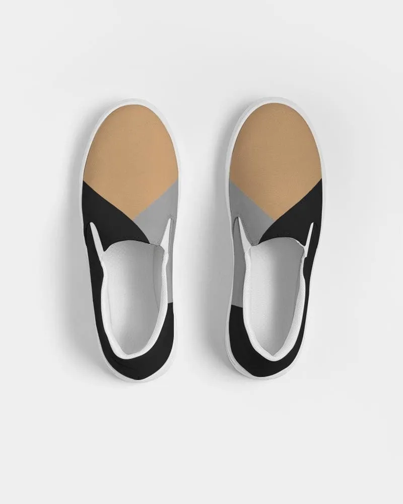Mens Sneakers - Tricolor Low Top Canvas Slip-on Shoes - Zj5375 by inQue.Style