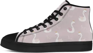 Mens Womens Swan Shoes High Top Canvas Sneakers Lace Up Casual Walking Shoes