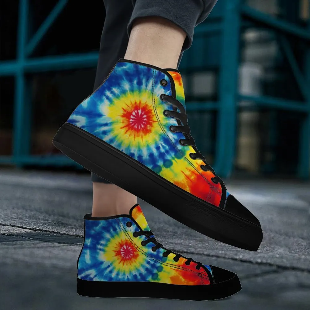 Men's Women's Tie Dye High Top Canvas Shoes High Top Sneakers Lace Up Casual Shoes Gifts for Men Women