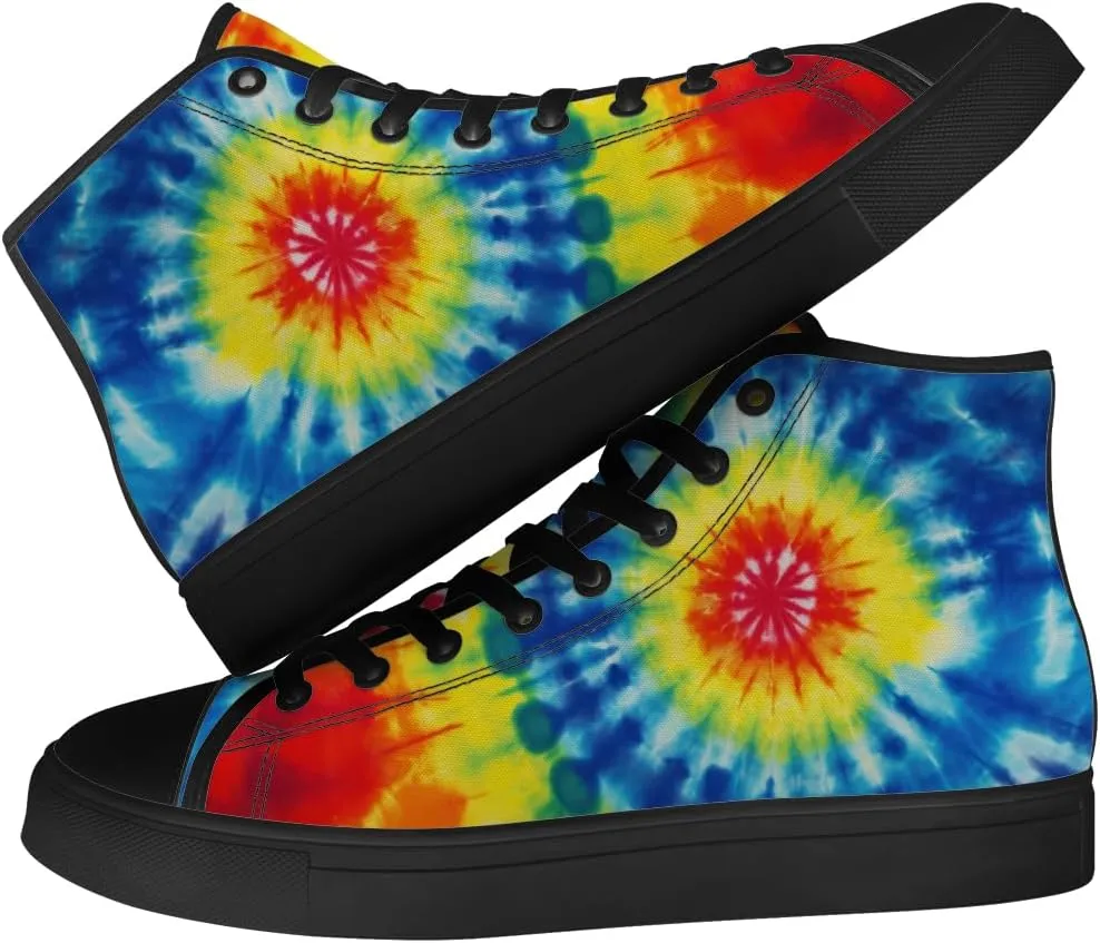 Men's Women's Tie Dye High Top Canvas Shoes High Top Sneakers Lace Up Casual Shoes Gifts for Men Women