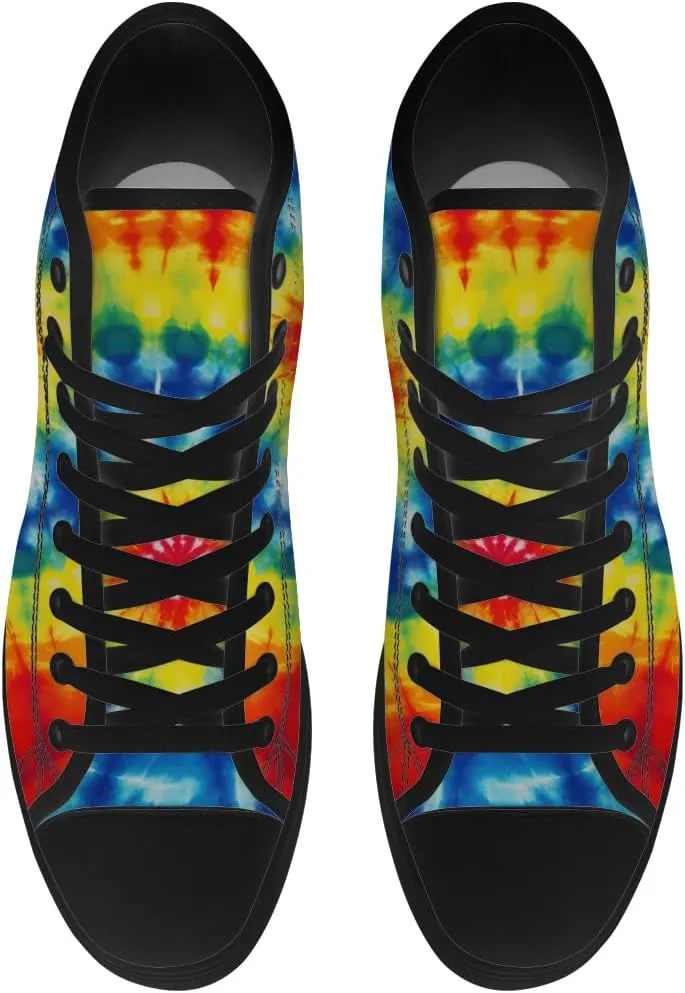 Men's Women's Tie Dye High Top Canvas Shoes High Top Sneakers Lace Up Casual Shoes Gifts for Men Women