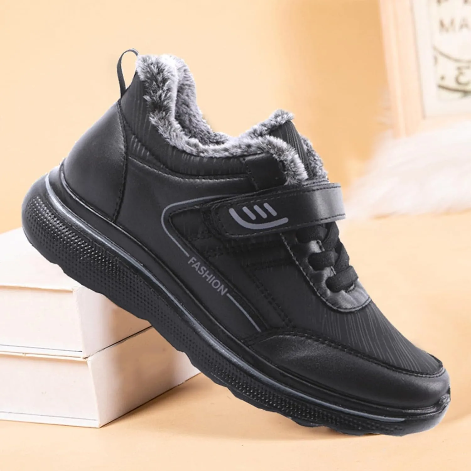 Men's Work Boots Slip On Hiking Sneakers Fur Lined Ankle Boot Women's Workout Shoes Slip Resistant Platform Shoes Composite Toe Botas Hike Grounded Footwear