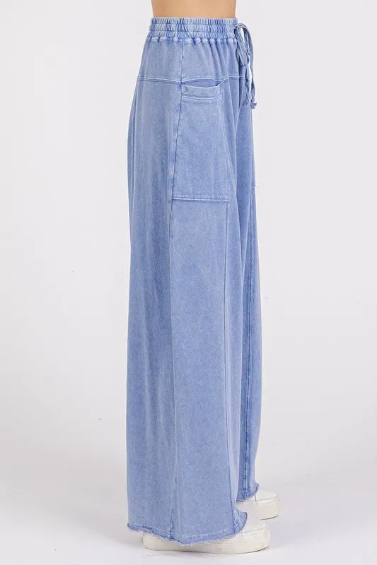 Mittoshop Mineral Wash Elastic Waist Baarrel Leg Baggy Pants