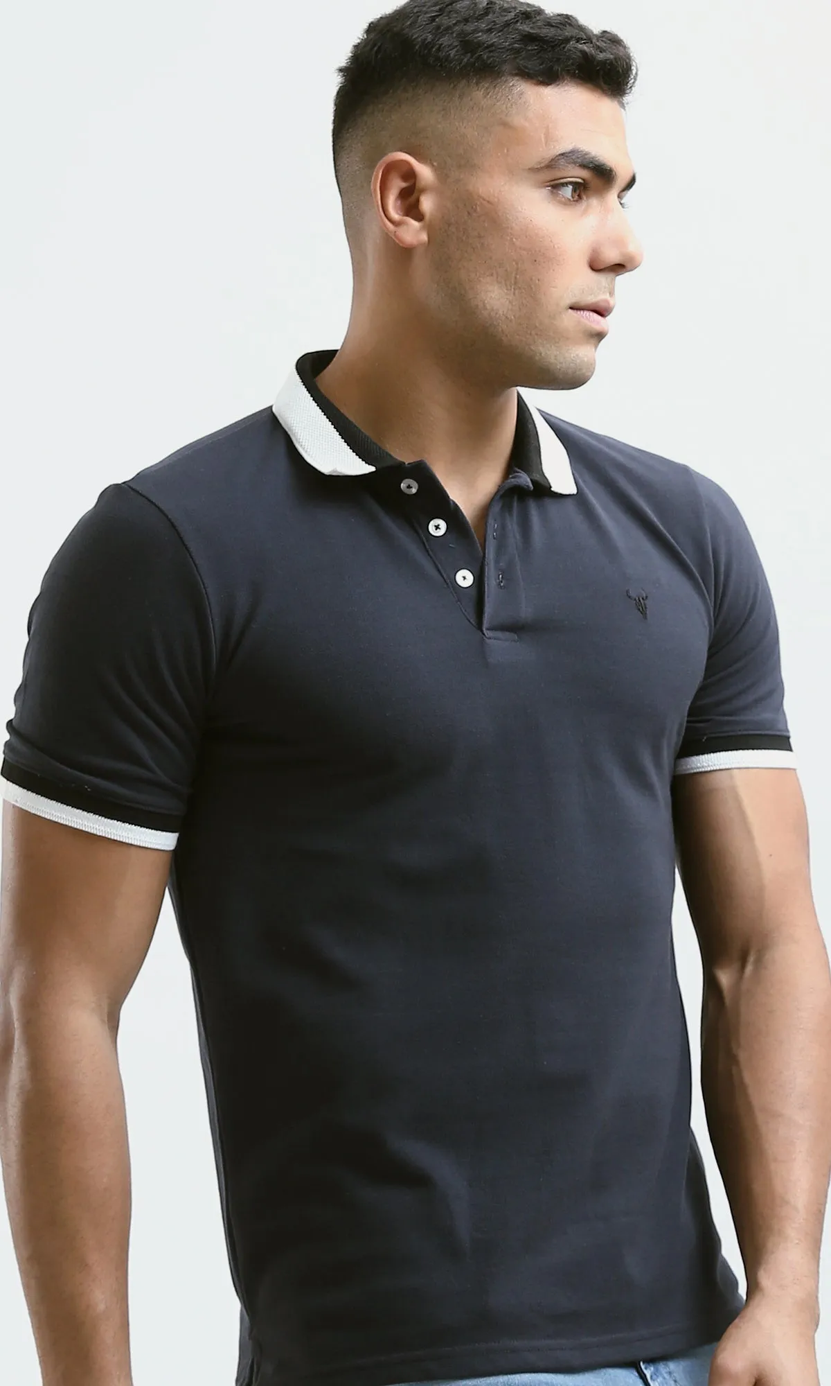 O180818 Short Sleeves Elegant Dark Grey Polo Shirt