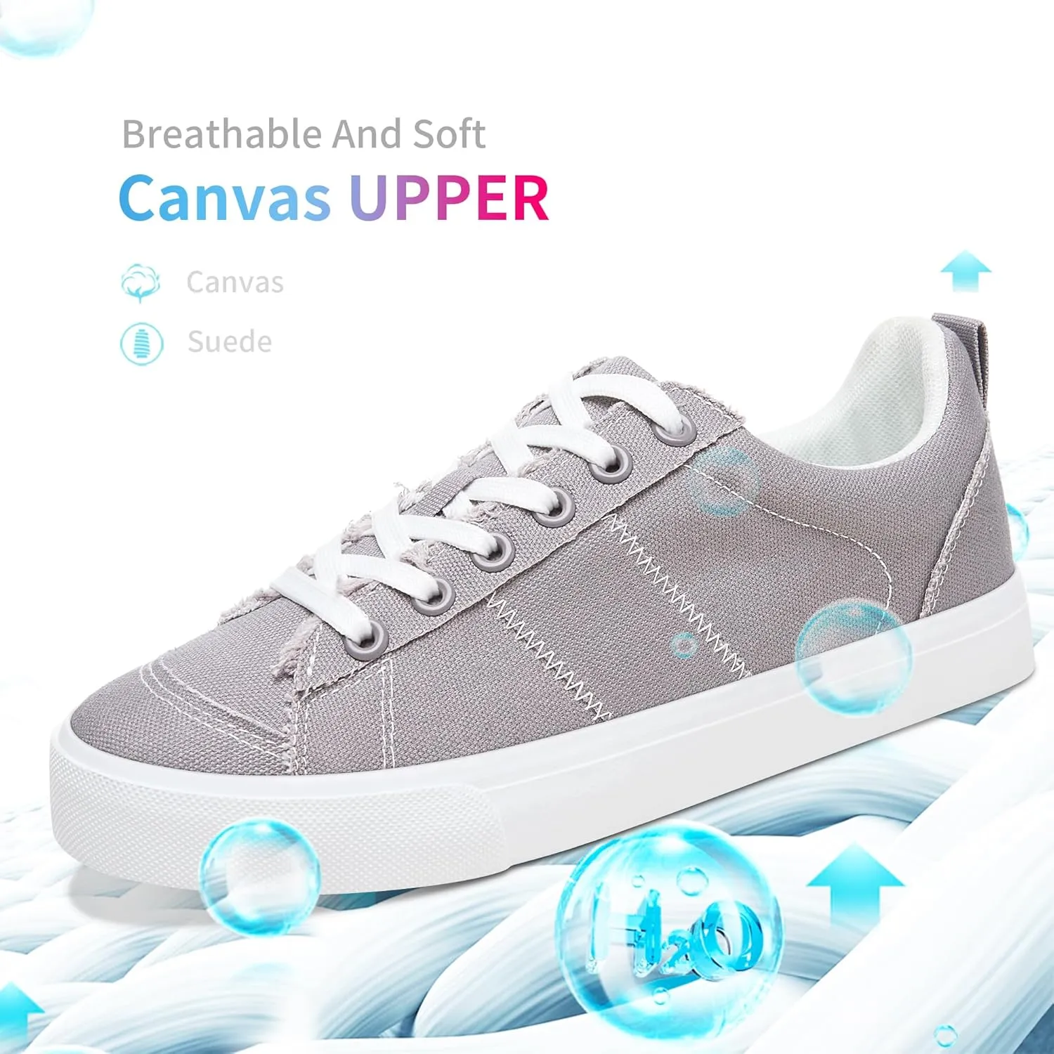 Obtaom Women's Canvas Sneakers Cute Lace up Fashion Sneaker Comfortable Skate Shoe for Lady Casual Tennis Flats