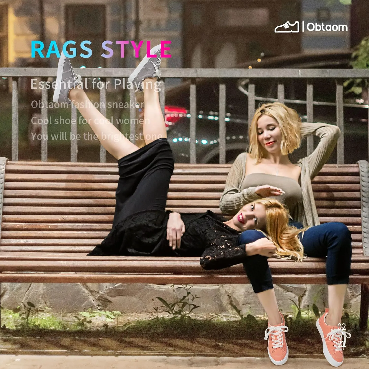 Obtaom Women's Canvas Sneakers Cute Lace up Fashion Sneaker Comfortable Skate Shoe for Lady Casual Tennis Flats