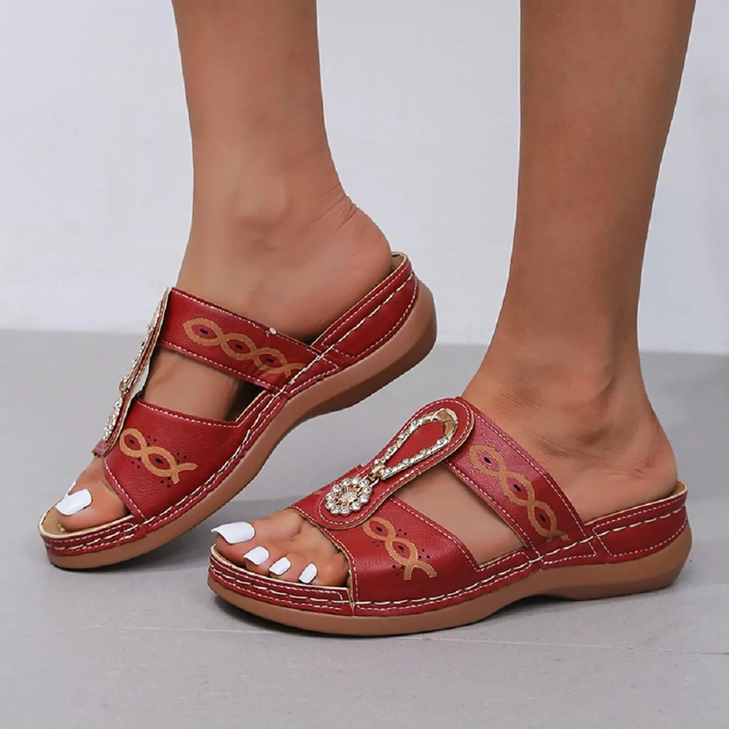 Orthopedic Flip Flops for Women Orthopedic Women Dress Sandals Orthopedic Travel Sandals Orthotic Sandals for Bunions Women Wide Width Women's Slide Sandals with Arch Support & Adjustable Straps