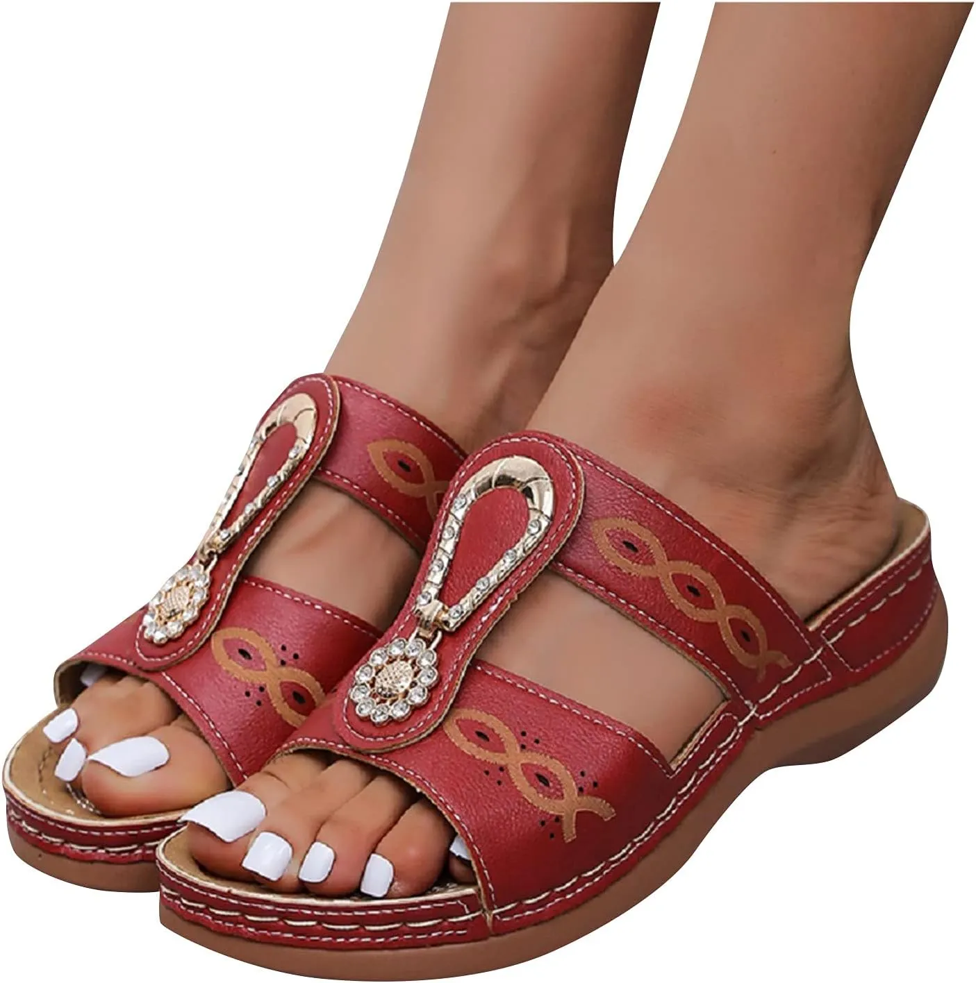 Orthopedic Flip Flops for Women Orthopedic Women Dress Sandals Orthopedic Travel Sandals Orthotic Sandals for Bunions Women Wide Width Women's Slide Sandals with Arch Support & Adjustable Straps