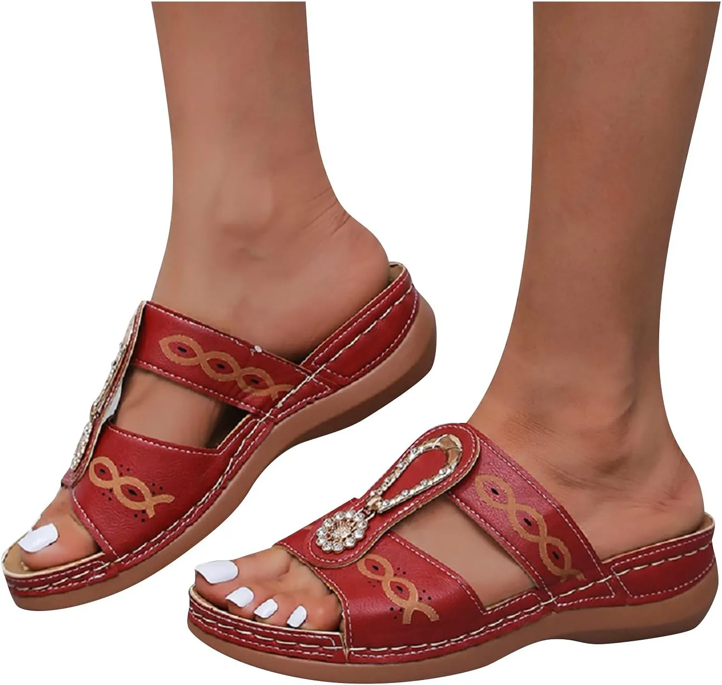 Orthopedic Flip Flops for Women Orthopedic Women Dress Sandals Orthopedic Travel Sandals Orthotic Sandals for Bunions Women Wide Width Women's Slide Sandals with Arch Support & Adjustable Straps