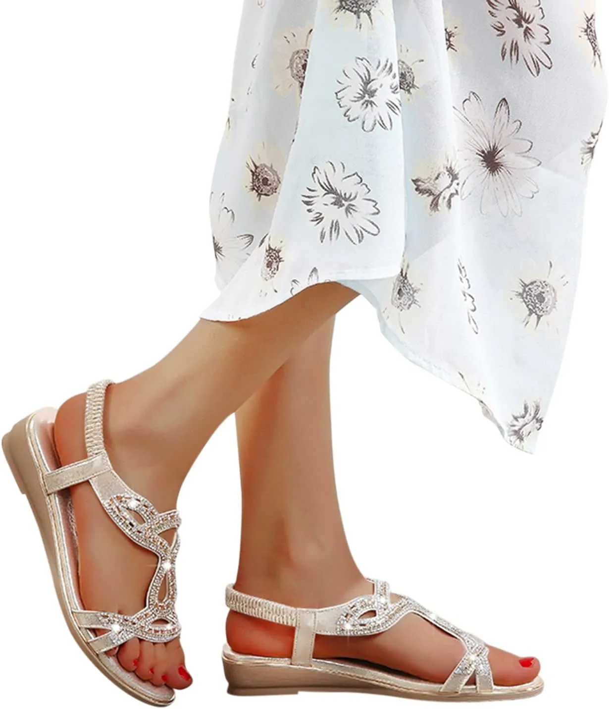 Orthopedic Platform Sandals Women Summer Casual Flip Flops Arch Support Wedge Heels Dressy Open Toe Adjustable Strap Shoes