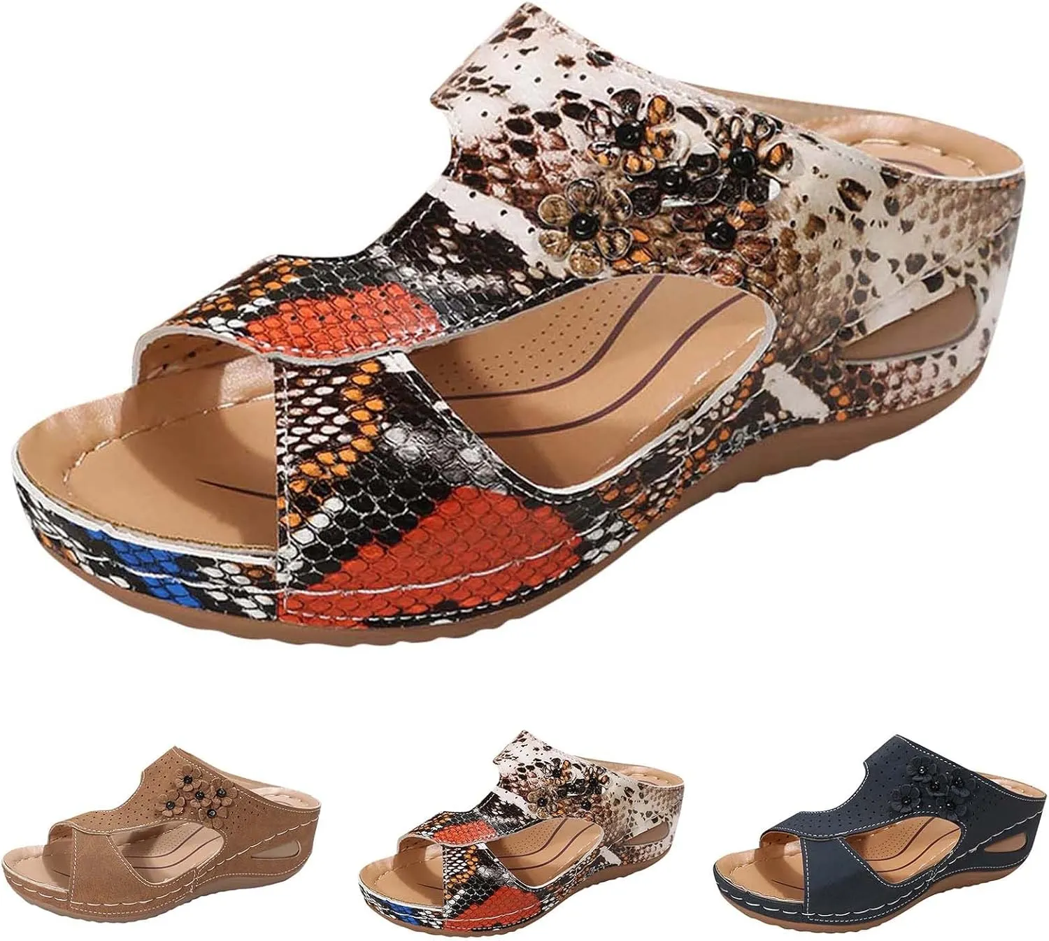 Orthopedic Sandals for Women Dressy Metallic Finish Orthotic Sandals Adjustable Ankle Straps Arch Support Cushion Barefoot Lightweight Walking Summer Flip Flops for Women
