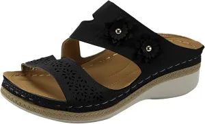 Orthopedic Sandals for Women with Arch Support Summer Dressy Casual Comfortable Flip Flops Walking Wedge Summer Low Heel Walking Support Slip on Support Slippers Vintage Orthotic Thong Shoes