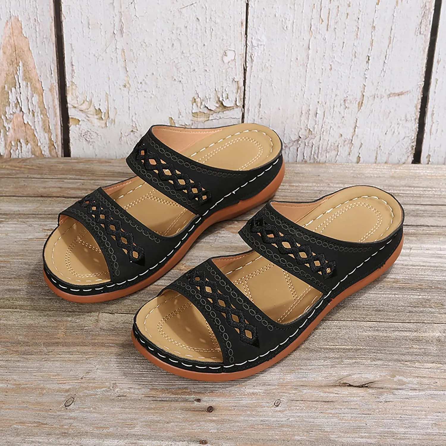 Orthopedic Summer Sandals for Women with Arch Support Comfortable Walking Shoes Lightweight Adjustable Straps Beach Casual Outdoor Plantar Fasciitis Relief Slides