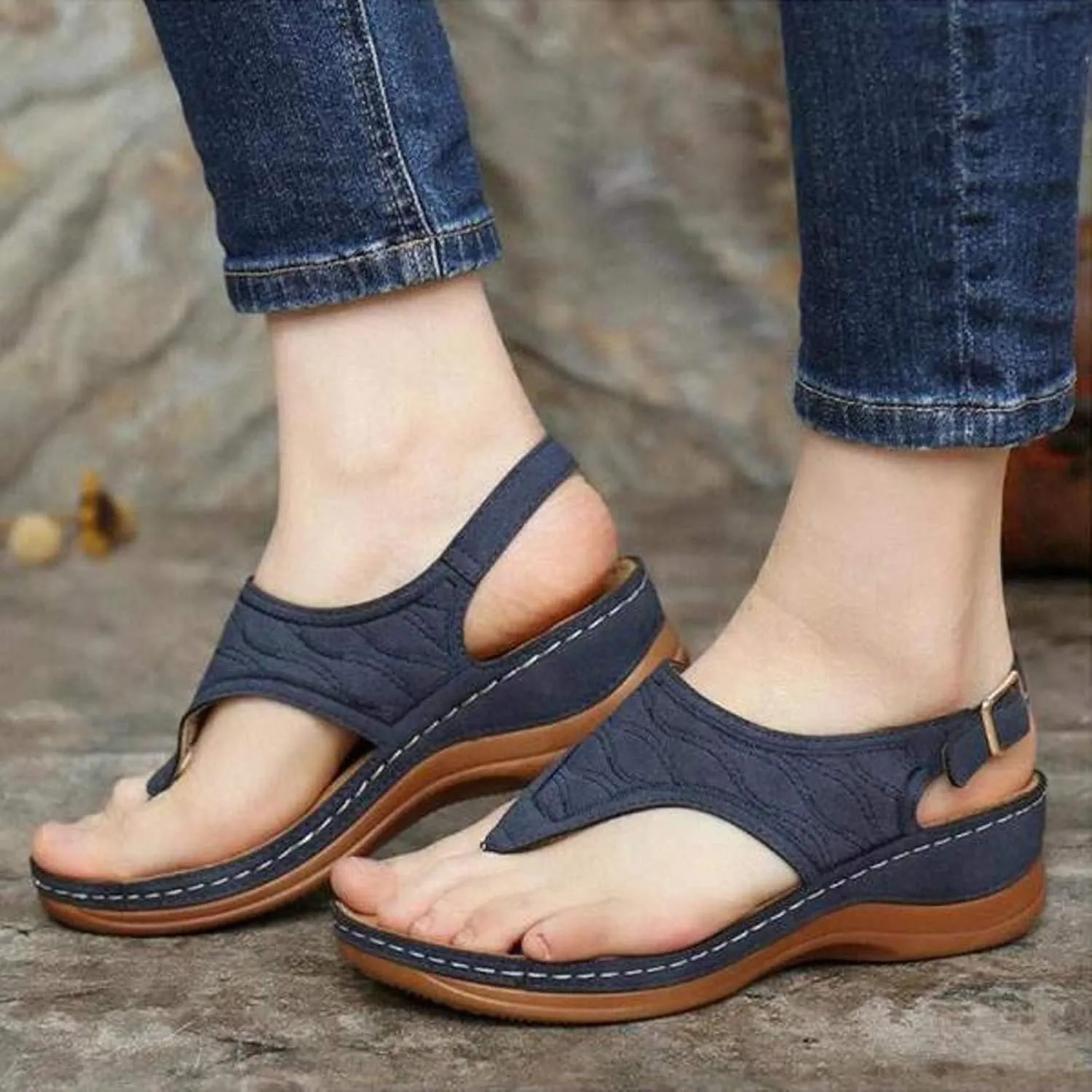 Orthopedic Summer Sandals for Women with Arch Support Walking Shoes Comfortable Adjustable Straps Lightweight Beach Casual Outdoor Plantar Fasciitis Relief