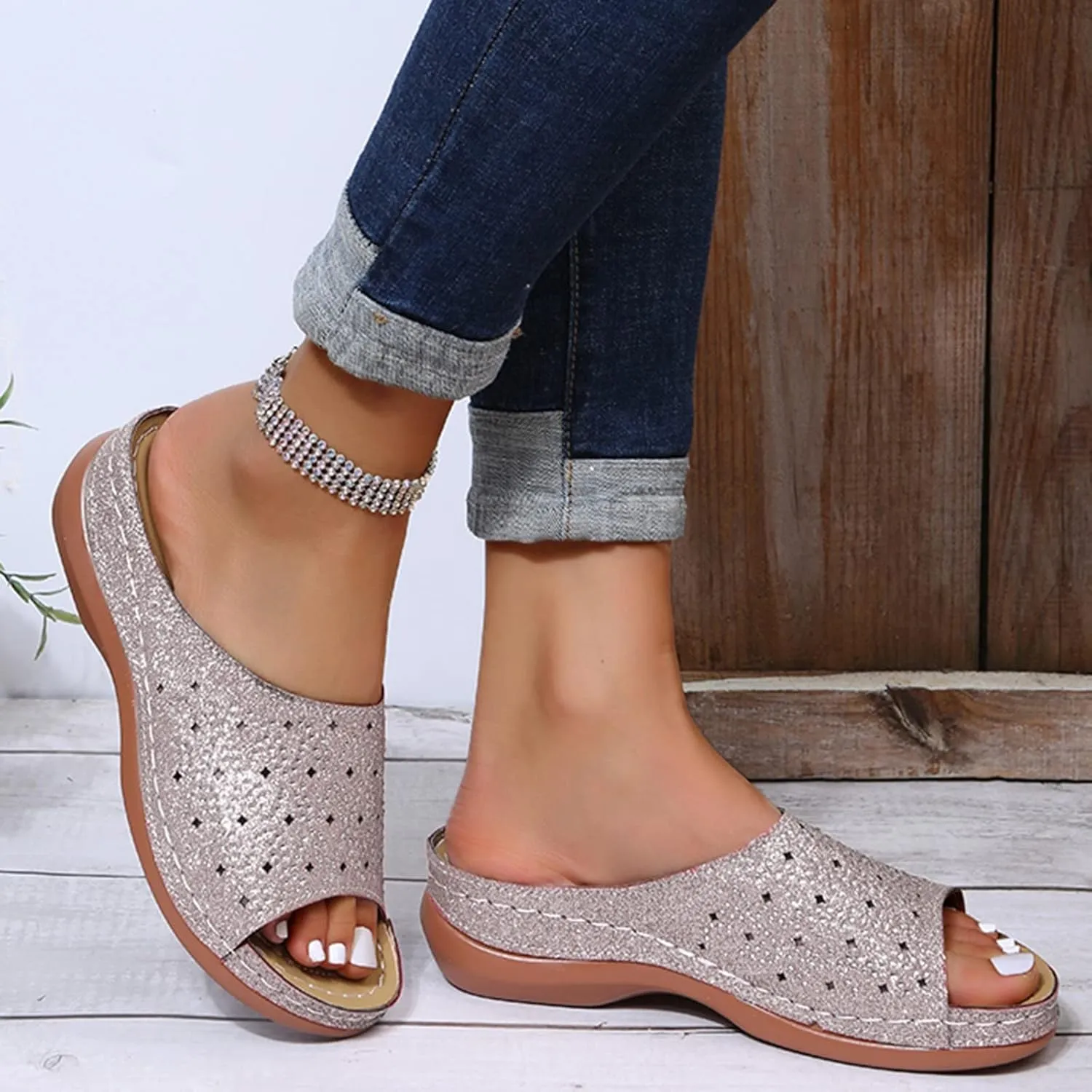 Orthotic Slippers with Heel Orthopedic Women's Athletic & Outdoor Sandals & Slides Orthopedic Travel Sandals Orthopedic Ladies Dressy Sandals Orthopedic Slide Sandals for Women with Arch Support
