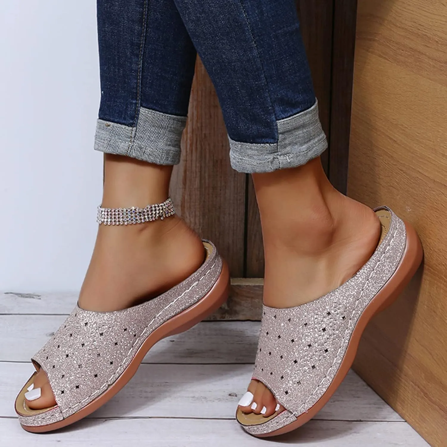 Orthotic Slippers with Heel Orthopedic Women's Athletic & Outdoor Sandals & Slides Orthopedic Travel Sandals Orthopedic Ladies Dressy Sandals Orthopedic Slide Sandals for Women with Arch Support