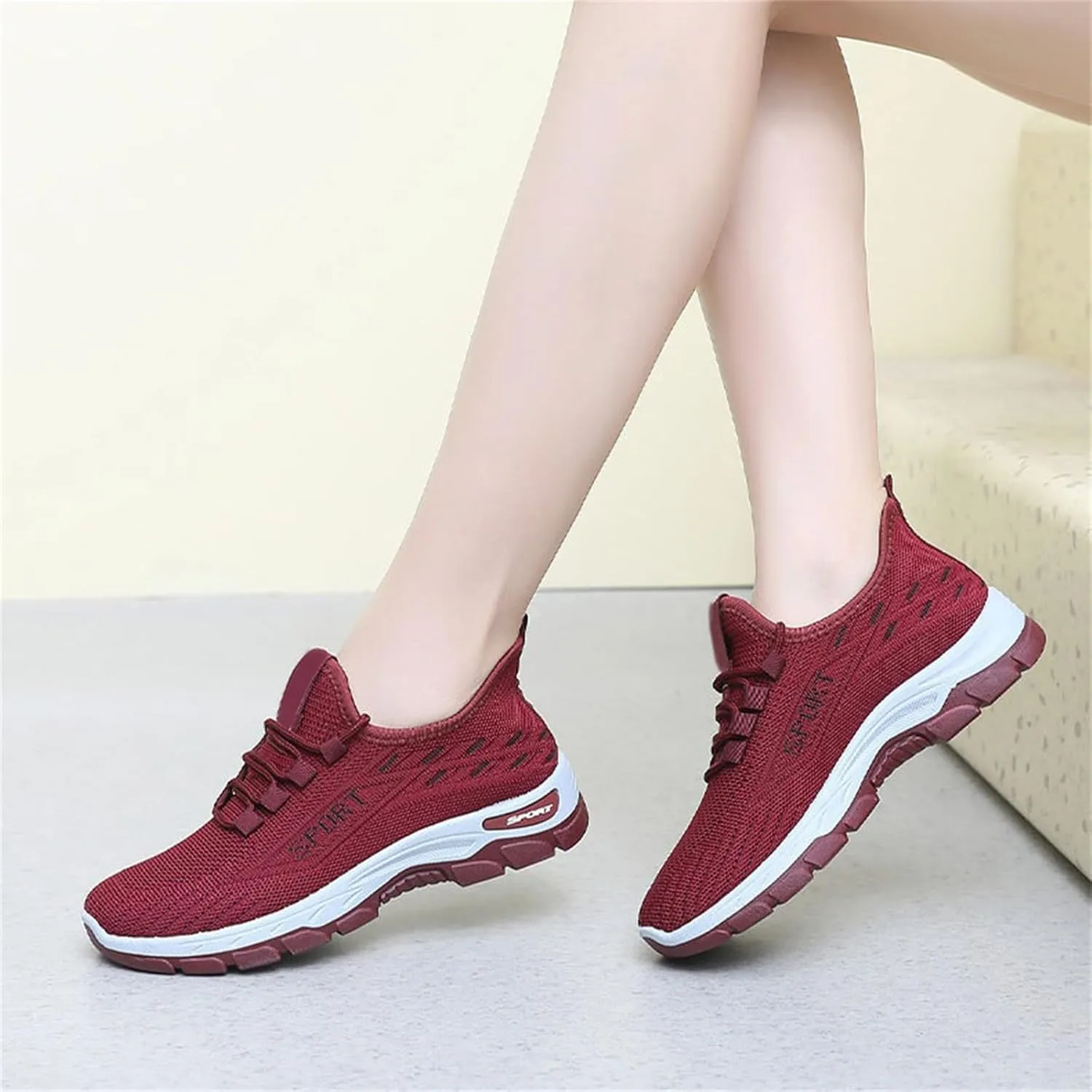 Orthowear Shoes for Women Men Lightweight Non Slip Tennis Athletic Shoes,Soft-Soled&Arch Support Gym Tennis Athletic Sneakers,Knitted Mesh Breathable Comfort Orthopedic Sneakers with Wide Toe Box