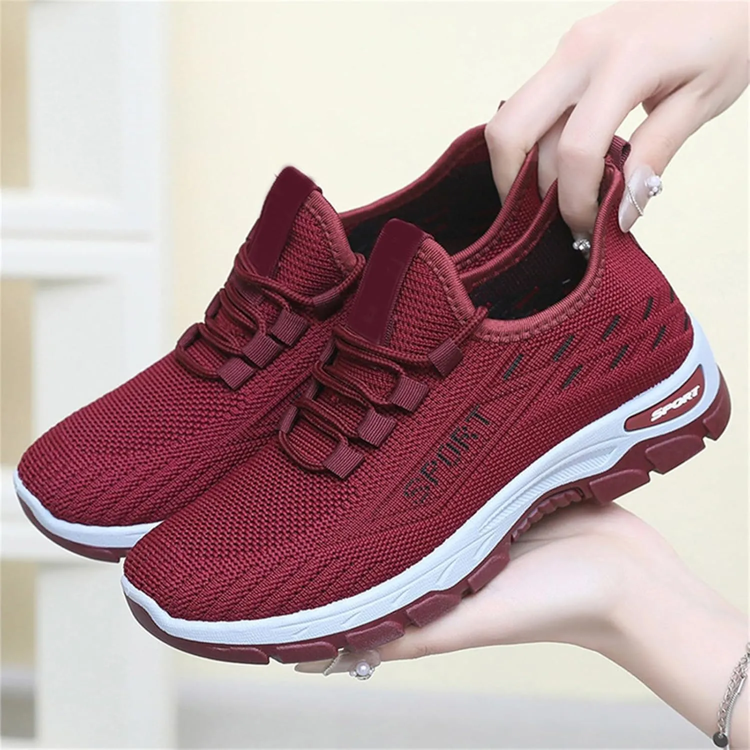 Orthowear Shoes for Women Men Lightweight Non Slip Tennis Athletic Shoes,Soft-Soled&Arch Support Gym Tennis Athletic Sneakers,Knitted Mesh Breathable Comfort Orthopedic Sneakers with Wide Toe Box