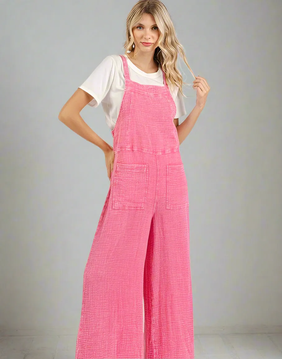 Payton Textured Wide Leg Overalls