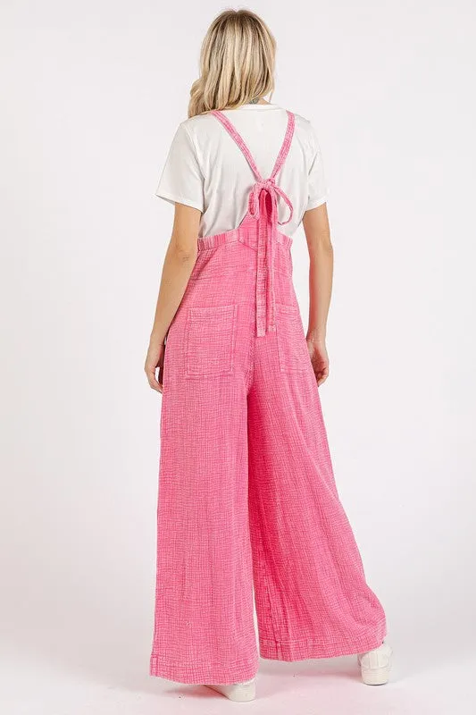 Payton Textured Wide Leg Overalls