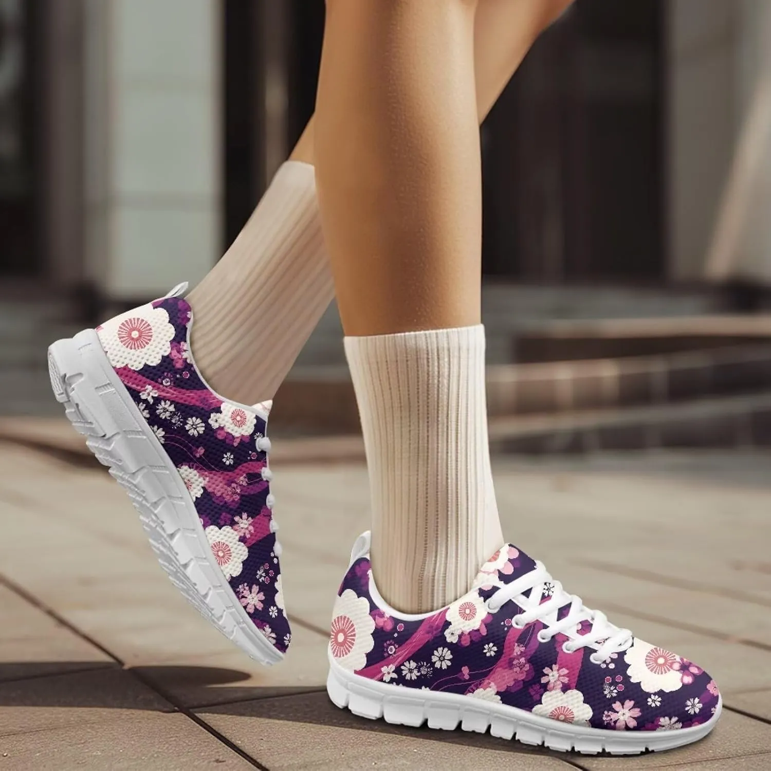 Running Women's Sneakers Cozy Lightweight Workout Non-Slip Walking Sneakers for Womens Lace-Up Breathable Mesh Tennis Shoes for Ladies US 5-12