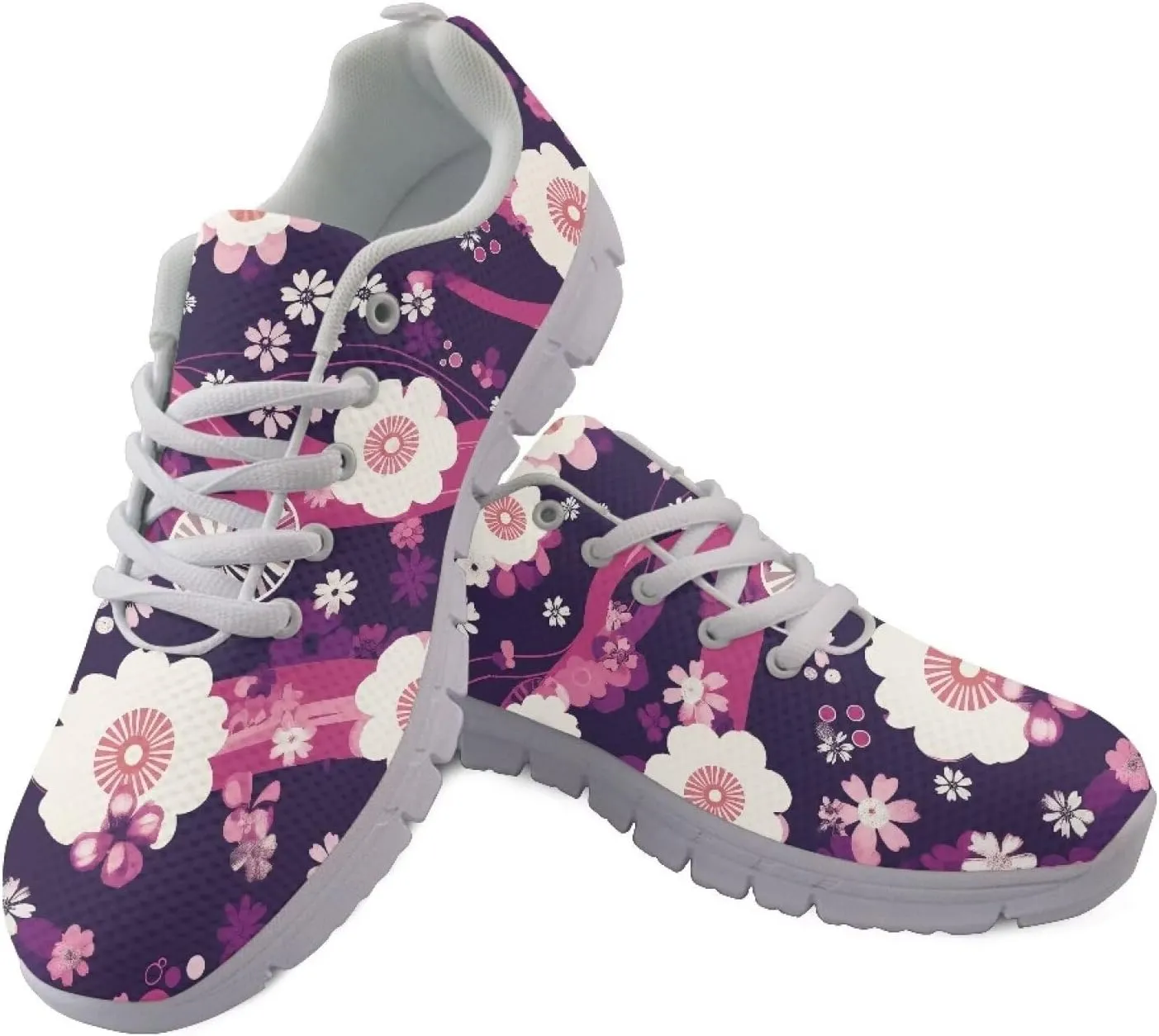 Running Women's Sneakers Cozy Lightweight Workout Non-Slip Walking Sneakers for Womens Lace-Up Breathable Mesh Tennis Shoes for Ladies US 5-12