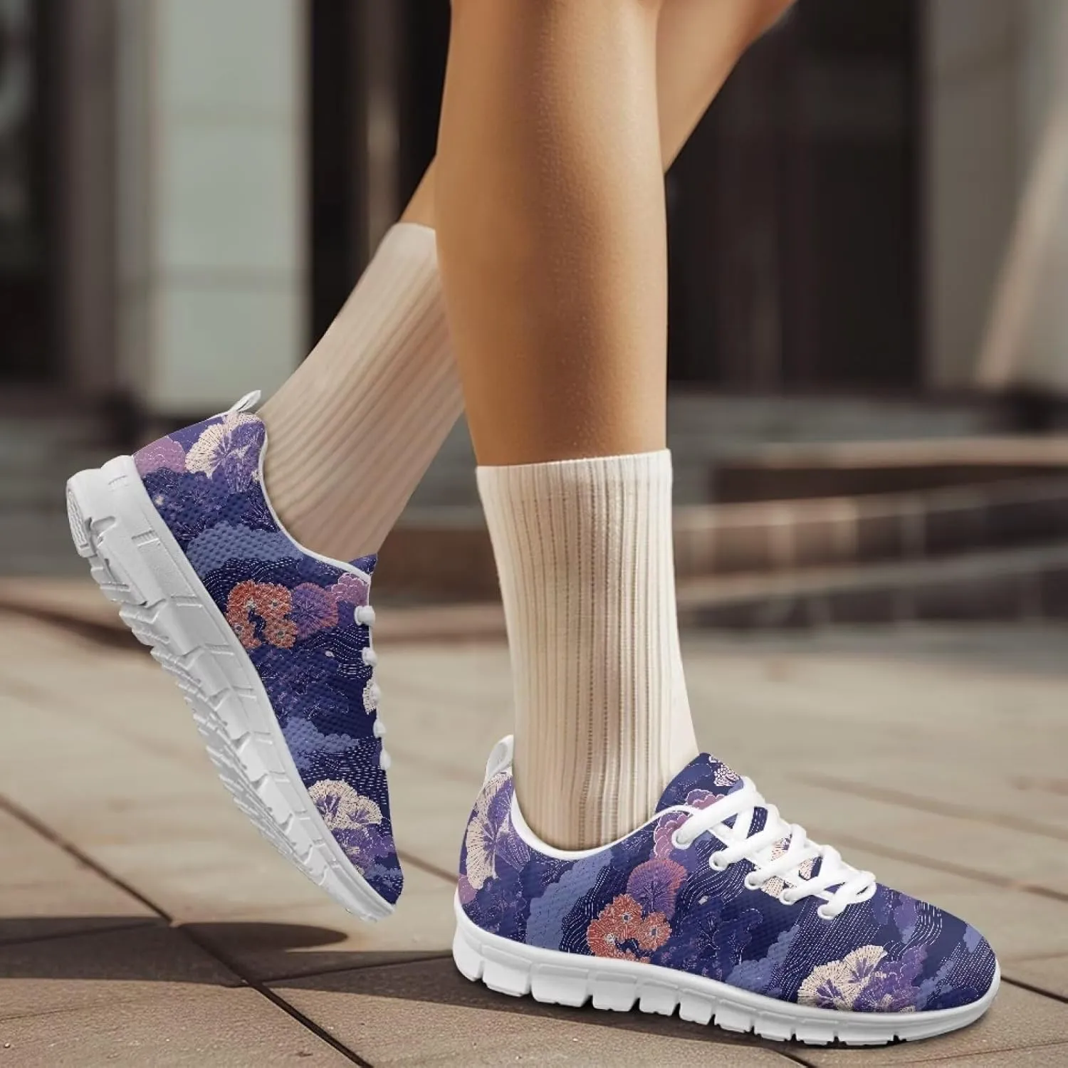 Running Women's Sneakers Cozy Lightweight Workout Non-Slip Walking Sneakers for Womens Lace-Up Breathable Mesh Tennis Shoes for Ladies US 5-12