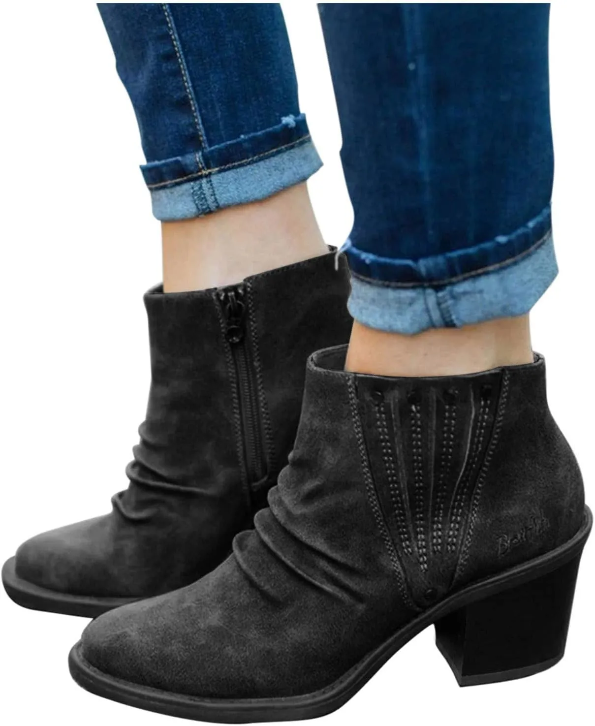 SBGMoSJ Womens Ankle Boots Wide Calf High Heel Ankle Boots for Women Flat Ankle Boots Women Size 11 Womens Black Leather Ankle Boots Women Brown Ankle Boots