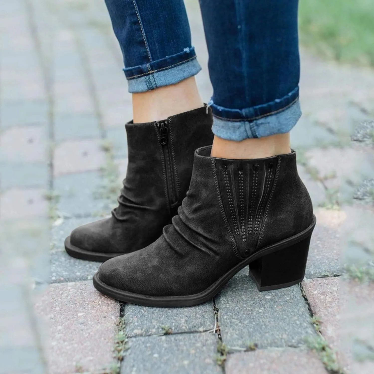 SBGMoSJ Womens Ankle Boots Wide Calf High Heel Ankle Boots for Women Flat Ankle Boots Women Size 11 Womens Black Leather Ankle Boots Women Brown Ankle Boots