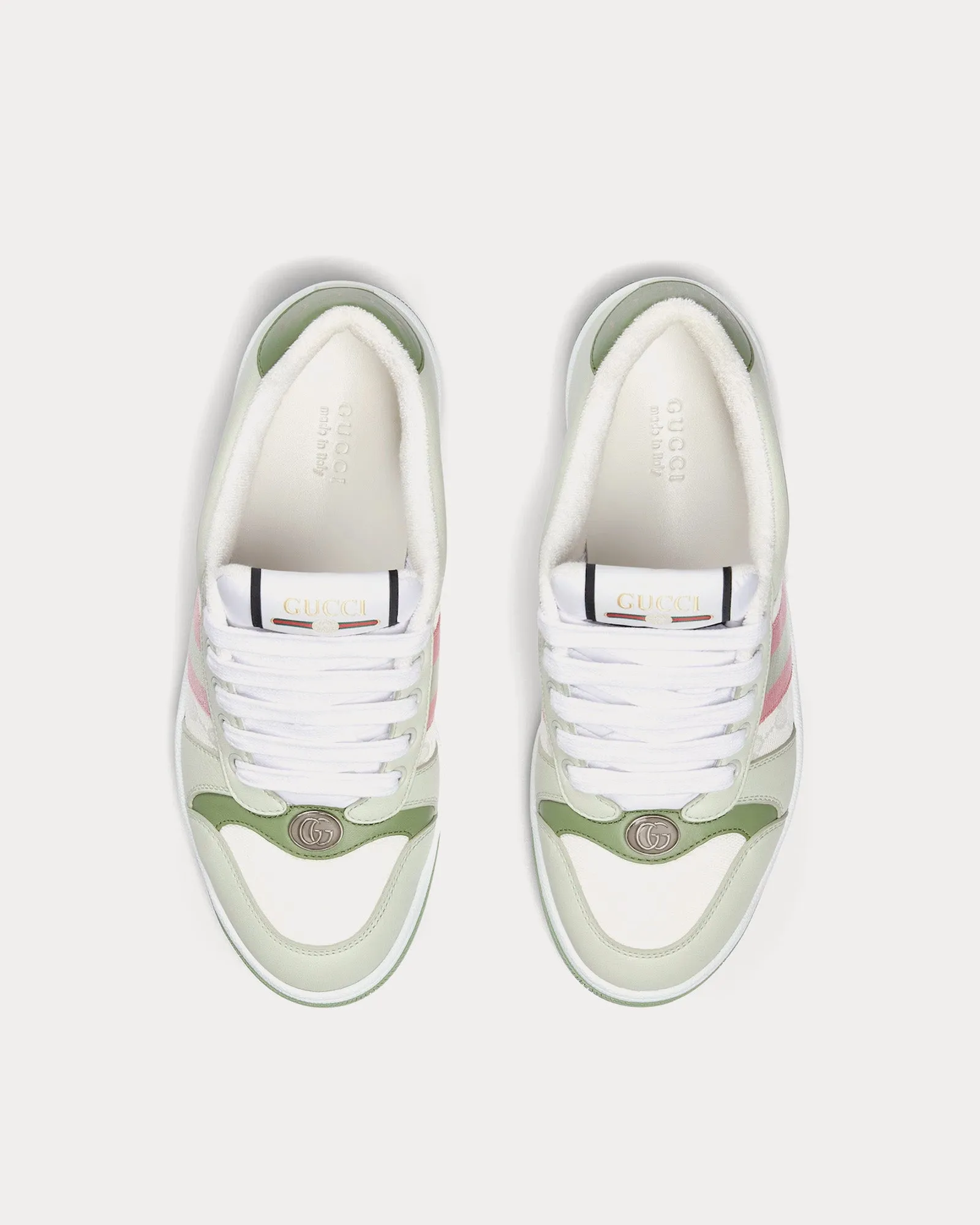 Screener with Web, Original GG Canvas & Leather Green Low Top Sneakers