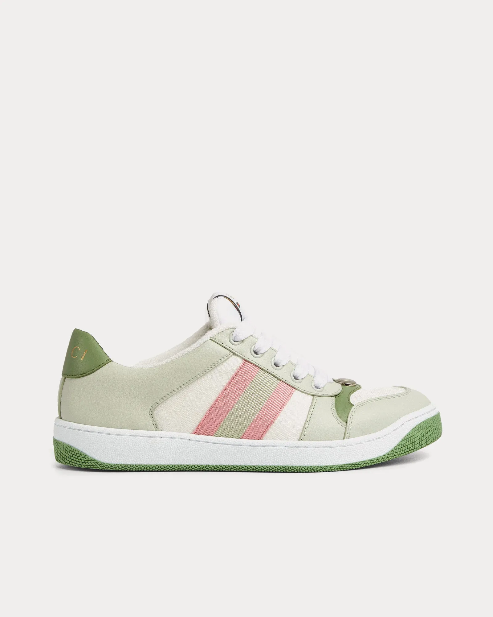 Screener with Web, Original GG Canvas & Leather Green Low Top Sneakers