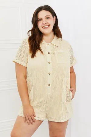 Set For The Day Plus Size Beige Crochet Romper