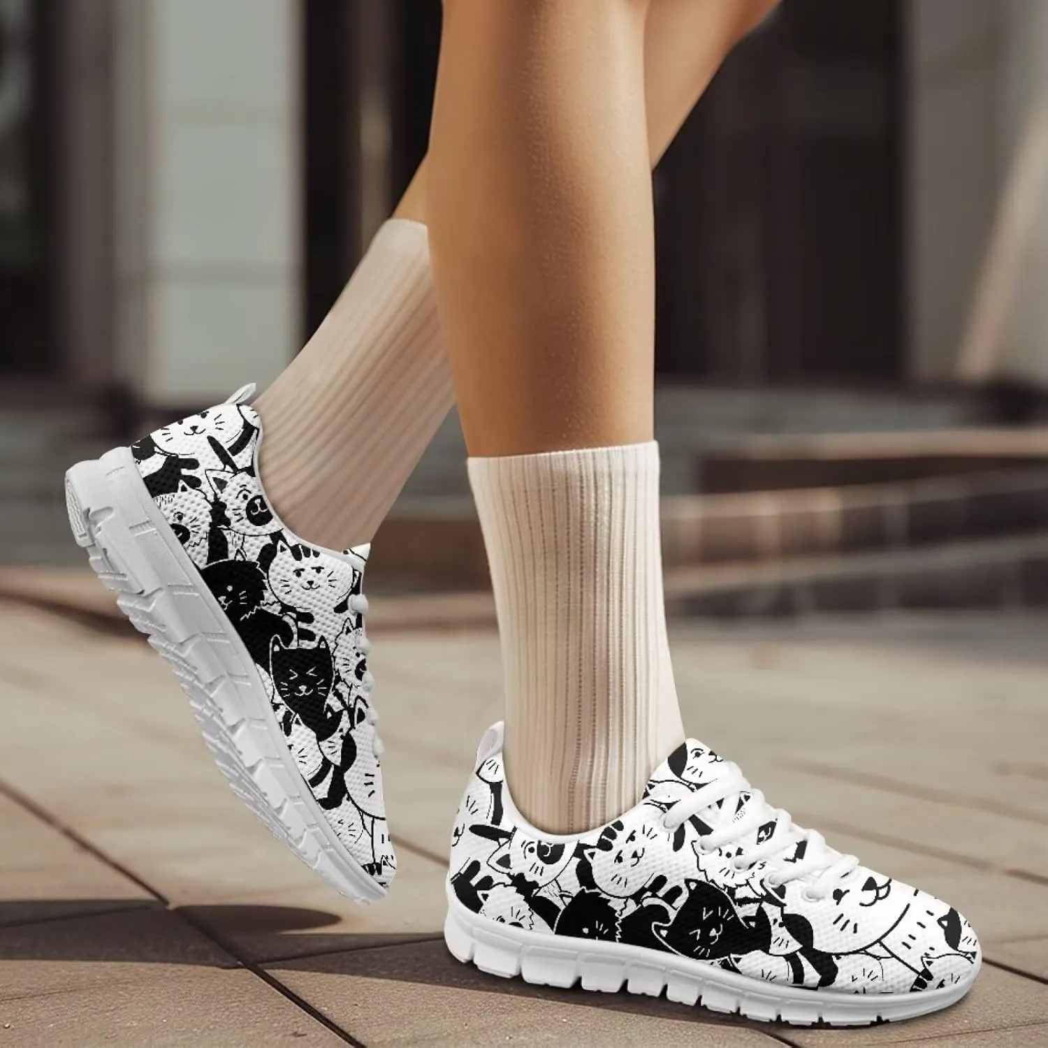 Shoes Women Casual Cozy Tennis Walking Athletic Sneakers Workout Lace-Up Breathable Lightweight Exercise Shoes for Ladies US 5-12
