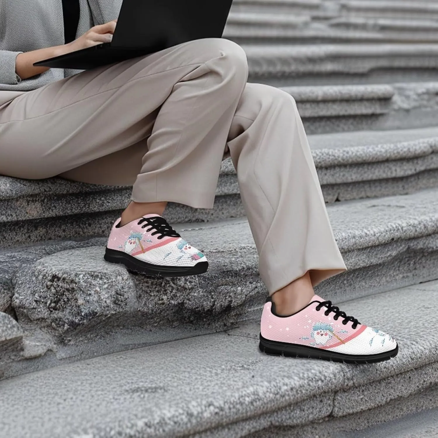 Sneakers Women Comfortable Non-Slip Tennis Hiking Shoes for Women Breathable Lace Up Workout Holiday Running Sneakers US 5-12