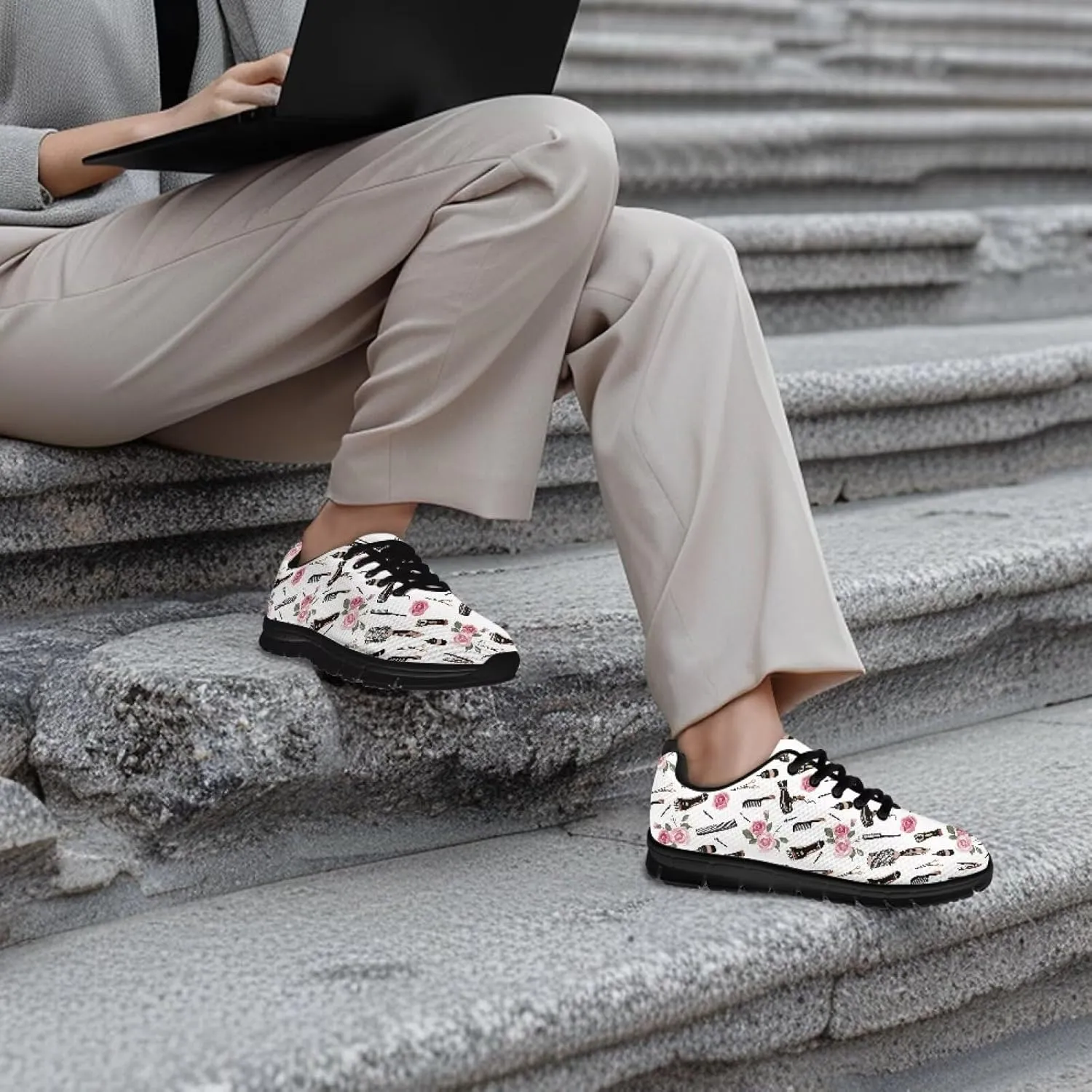 Sneakers Women Comfortable Non-Slip Tennis Hiking Shoes for Women Breathable Lace Up Workout Holiday Running Sneakers US 5-12