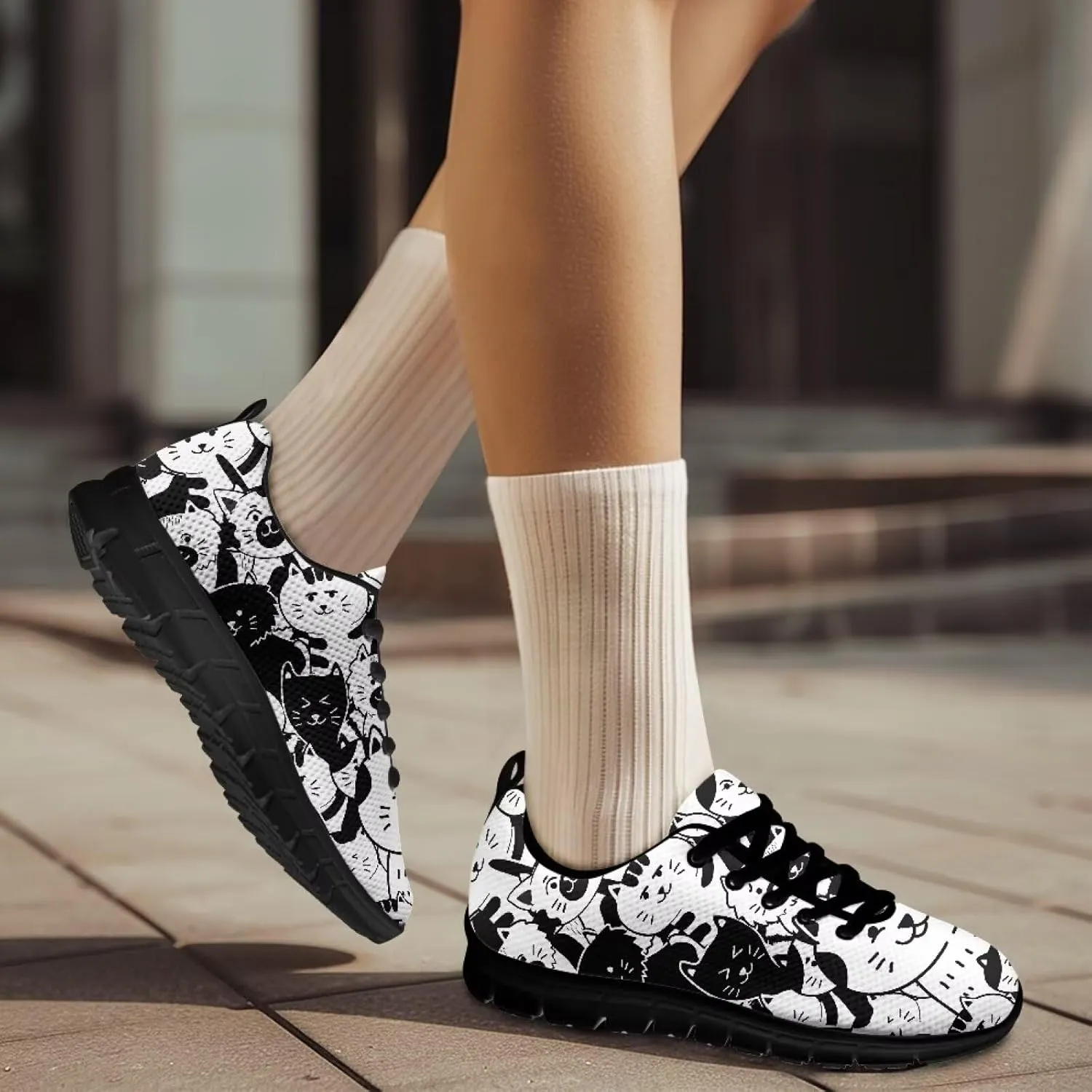 Sneakers Women Comfortable Non-Slip Tennis Hiking Shoes for Women Breathable Lace Up Workout Holiday Running Sneakers US 5-12