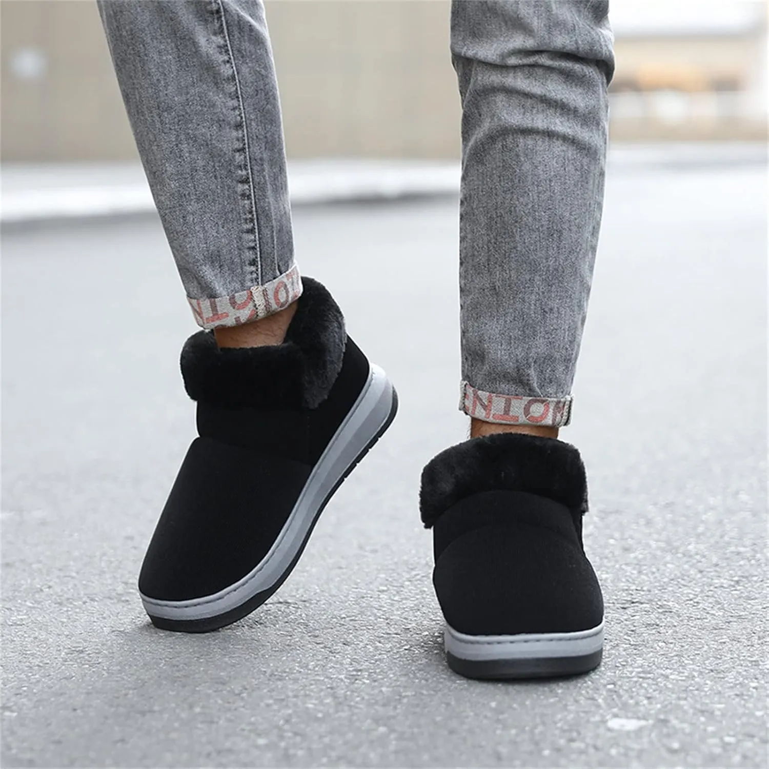 Snow Boots for Men Warm Faux Furry Lined Footwear Waterproof Outdoor Casual Winter Boots Non-Slip Lace Up Ankle Boots for Cold Weather Hiking Walking Boots