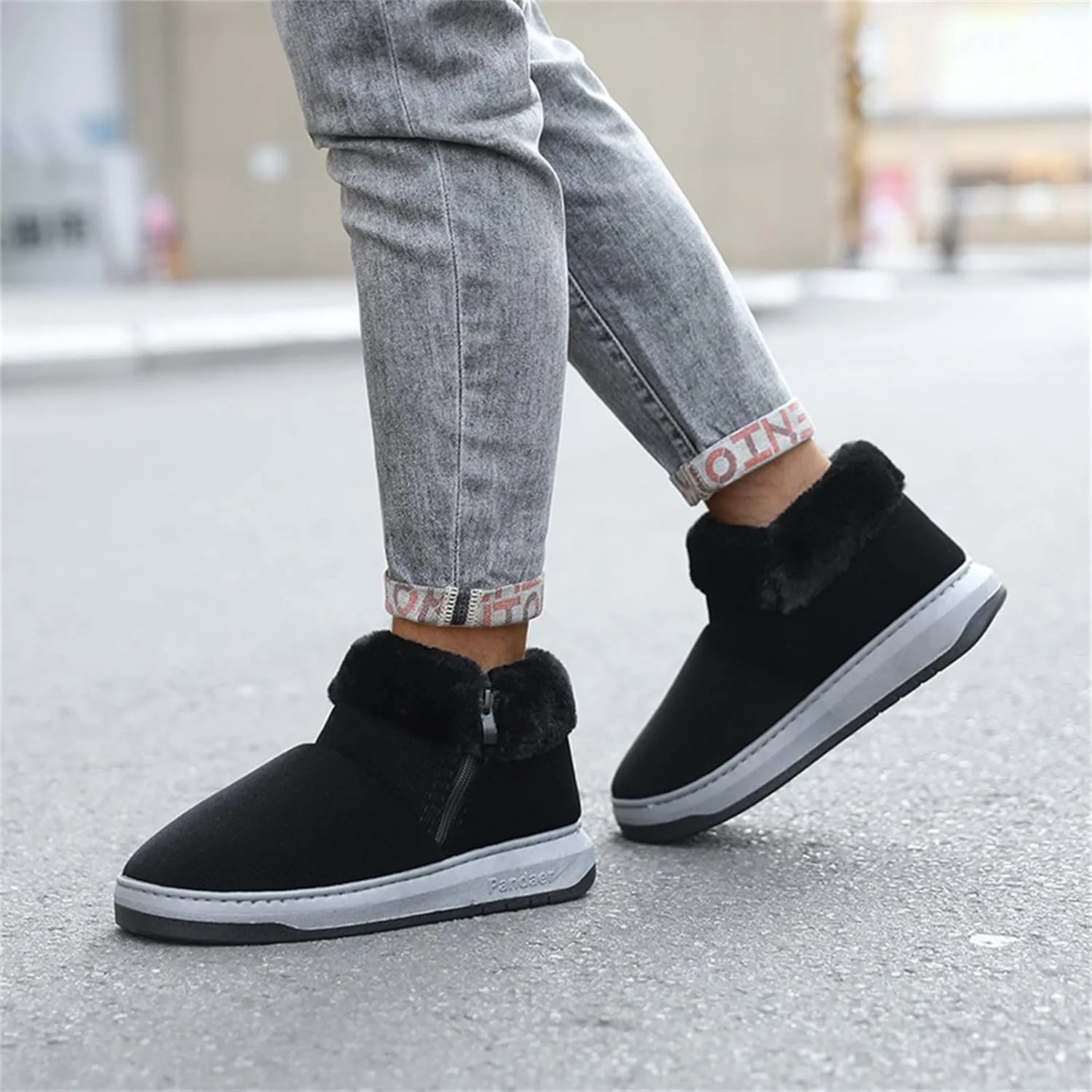 Snow Boots for Men Warm Faux Furry Lined Footwear Waterproof Outdoor Casual Winter Boots Non-Slip Lace Up Ankle Boots for Cold Weather Hiking Walking Boots