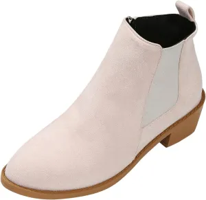 Snow Boots for Women Ankle Womens Suede Booties Short Boots for Women Low Heel Boot for Men Indoor and Outdoor Soft Sole Fashion Chunky Low Heel Classic Pointed Toe