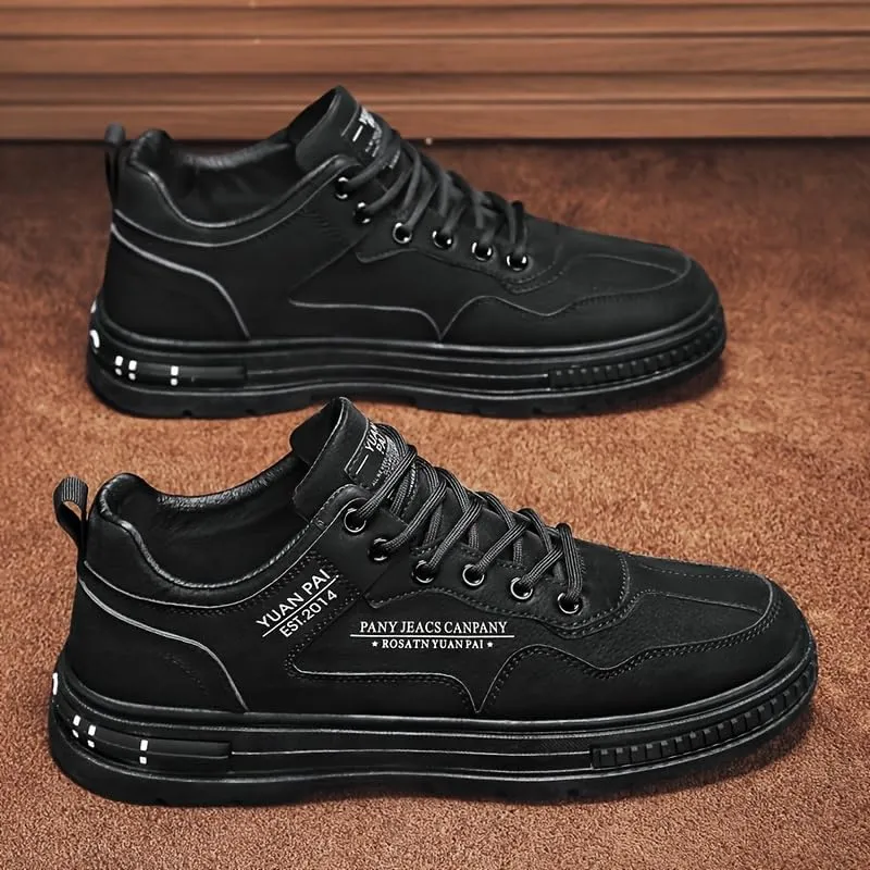 Stylish Men's Solid Skate Shoes - Skateboarding Essentials for Durable Non-Slip Performance, Outdoor Climbing, Hiking, and Holiday Adventures, Suitable for All Seasons