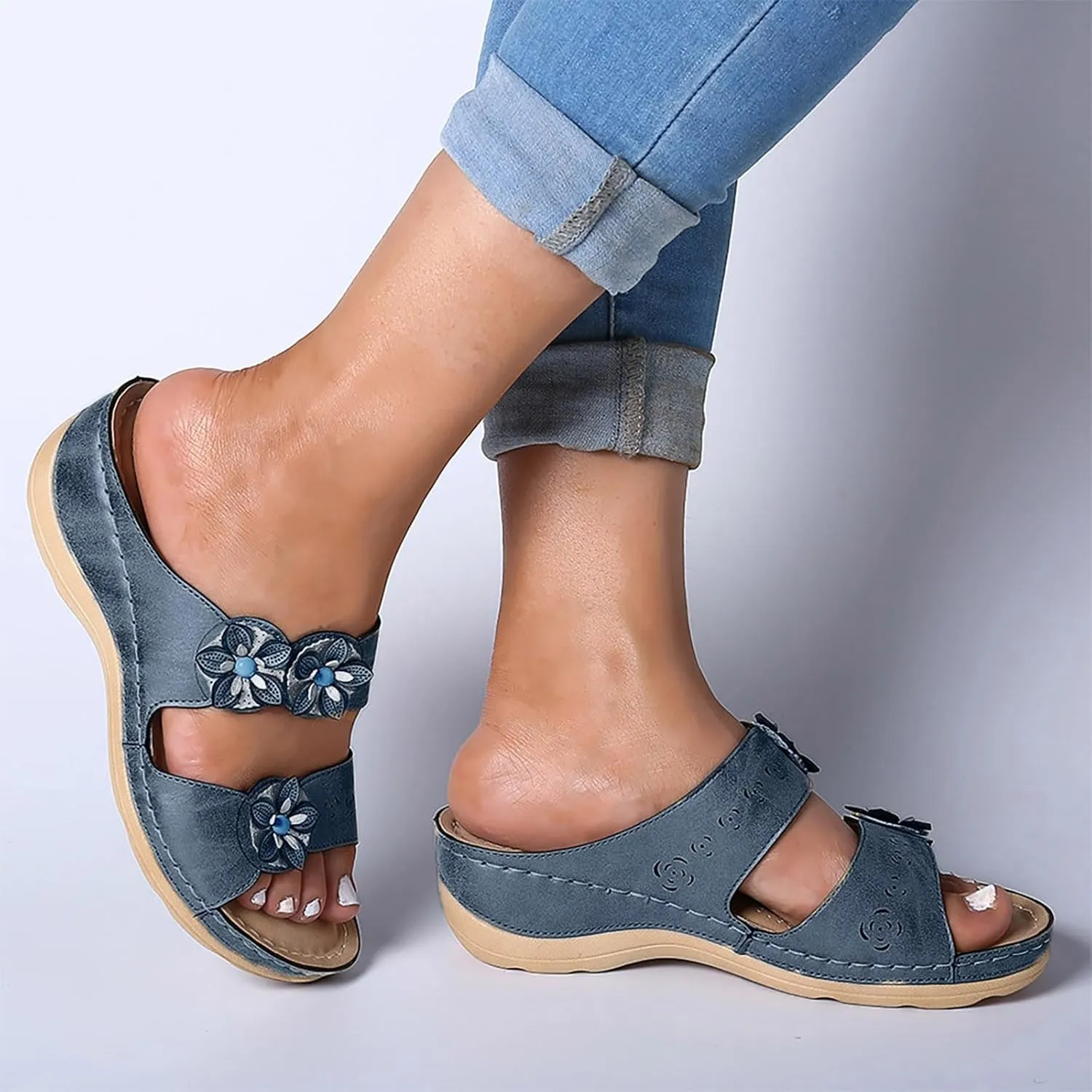 Summer Casual Sandals Women Orthopedic Flip Flops Arch Support Adjustable Straps Non Slip Beach Walking Shoes Thick Cushion
