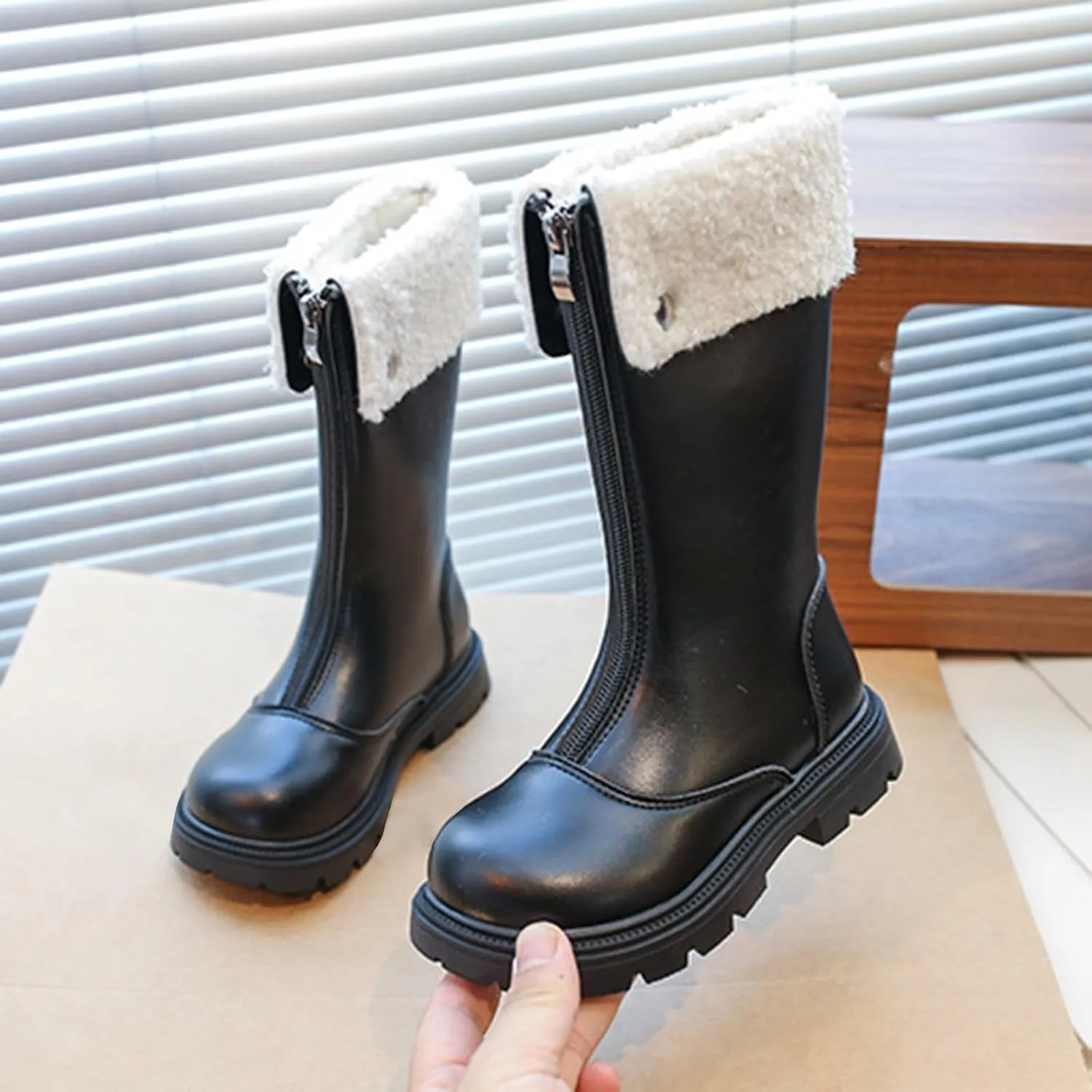 Toddler Girls Winter Boots Kids Fashion Fleece Fr Lined Anti Slip Lightweight Thicken Warm Long Snow Boots