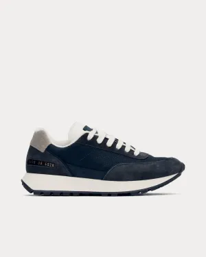 Track Classic Leather & Suede-Trimmed Ripstop Navy Low Top Sneakers