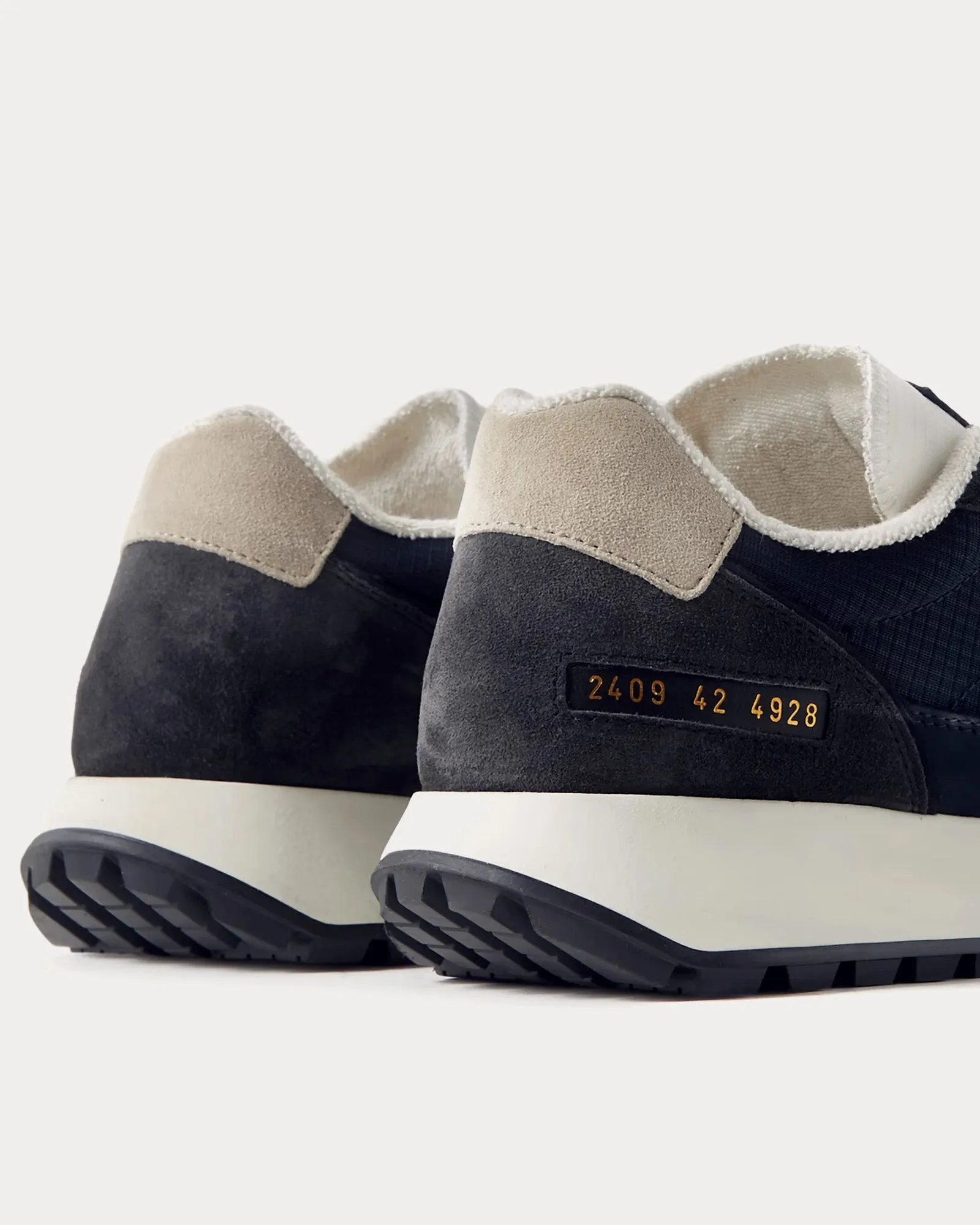 Track Classic Leather & Suede-Trimmed Ripstop Navy Low Top Sneakers