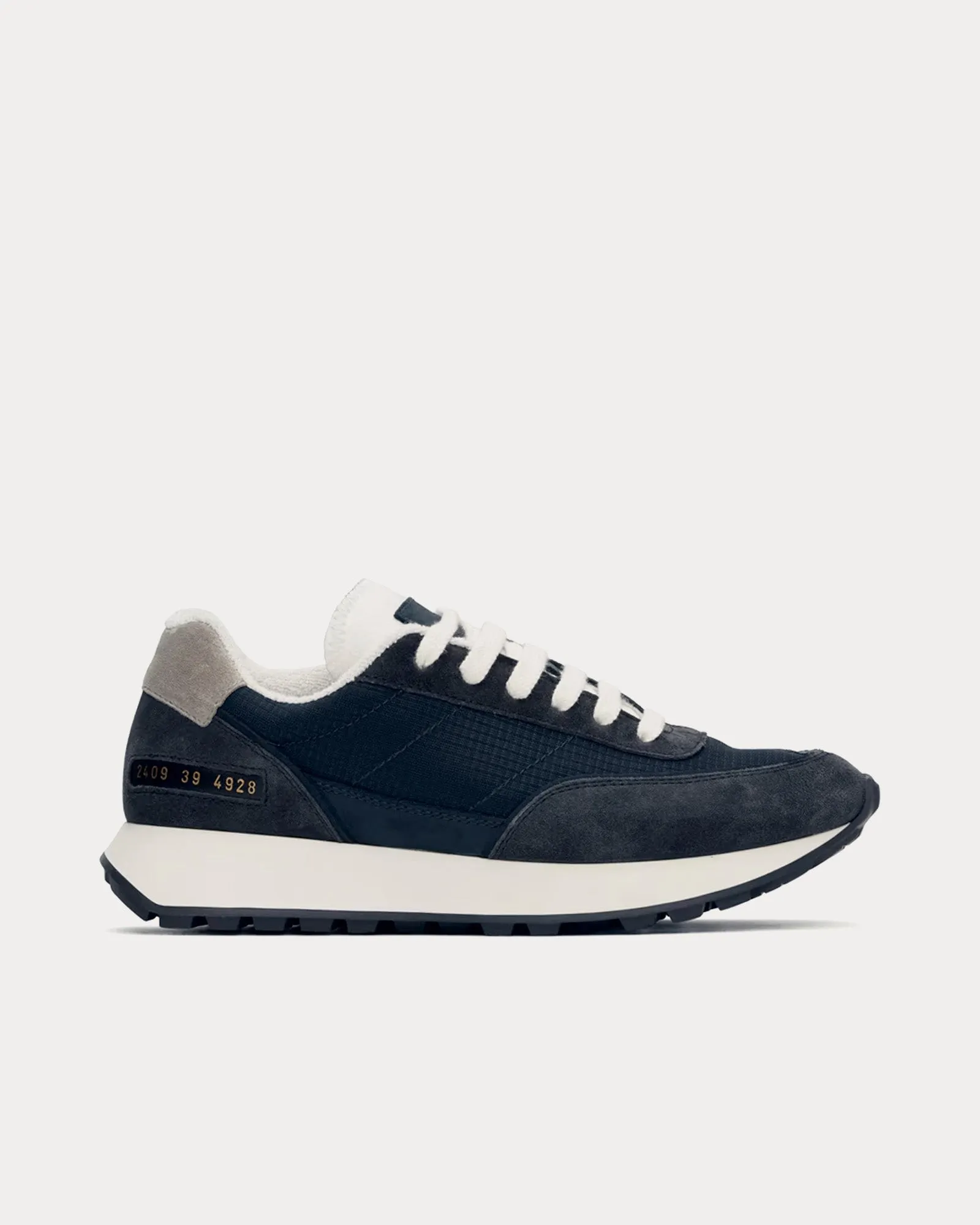 Track Classic Leather & Suede-Trimmed Ripstop Navy Low Top Sneakers